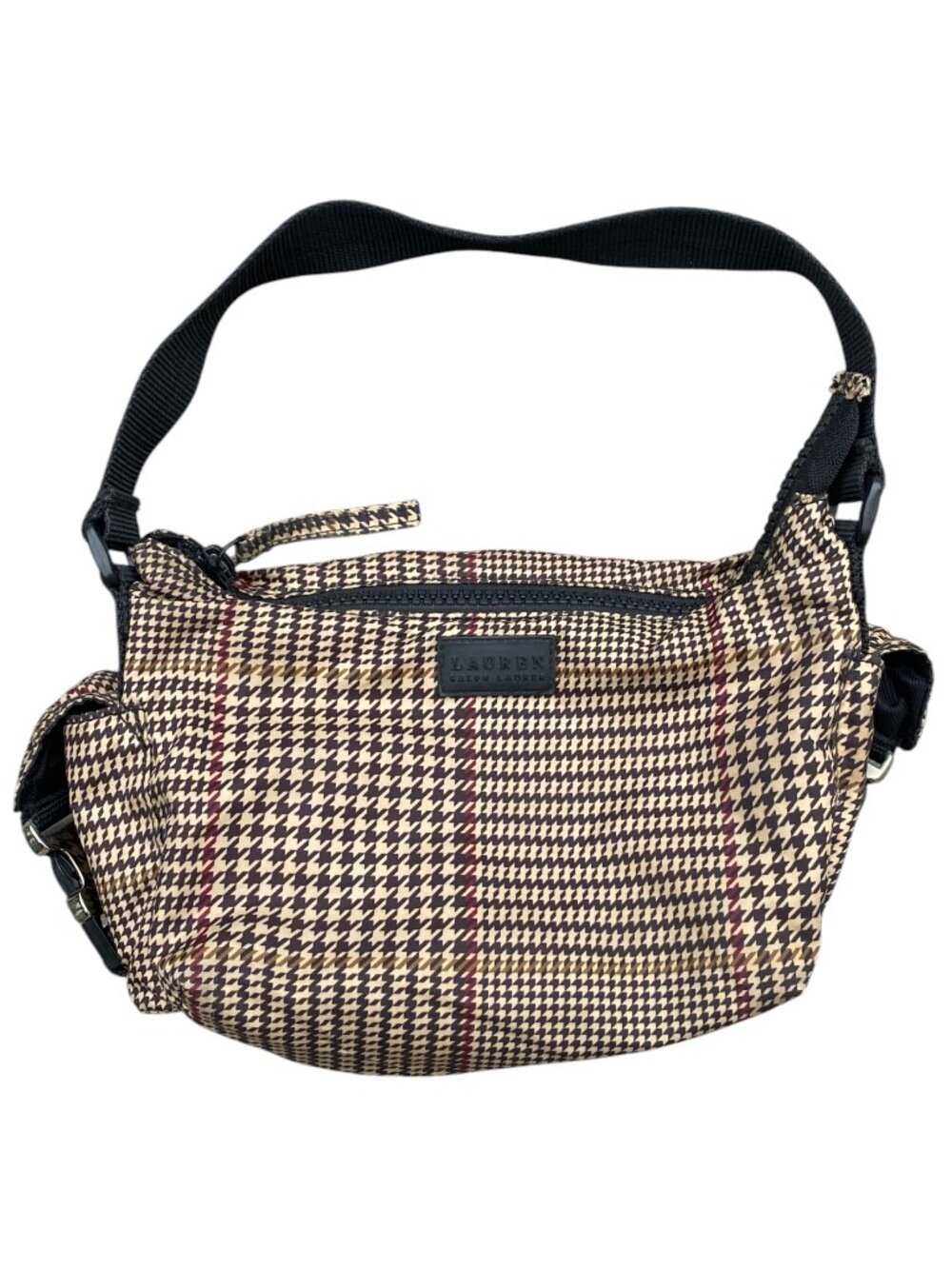 Vintage Lauren Ralph Lauren Nylon Houndstooth Plaid Shoulder Cargo Bag Preppy